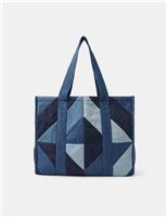 Denim Patchwork Tote Bag