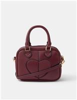 Heart Patch Top Handle Cross Body Bag