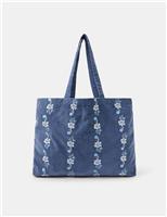 Pure Cotton Cord Embroidered Shoulder Bag