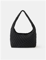 Faux Leather Woven Shoulder Bag