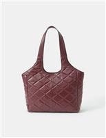 Faux Leather Quilted Shoulder Bag