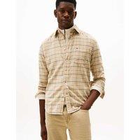 Tommy Hilfiger Regular Fit Brushed Cotton Checked Shirt Beige