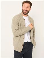 Cotton Blend Textured Knitted Cardigan