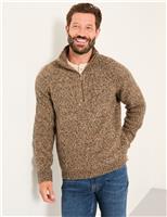 Merino Wool Rich Textured Half Zip Jumper