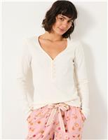 FatFace Pure Cotton Pointelle Pyjama Top Ivory