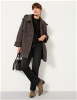 Wool Blend Herringbone Double Breasted Coat