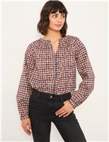 Pure Cotton Printed V-Neck Blouse
