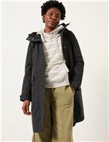 Cotton Blend Hooded Longline Raincoat