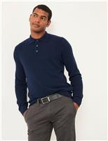 Cotton Rich Textured Long Sleeve Polo Shirt