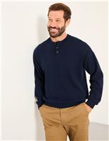 Cotton Rich Crew Neck Henley Top