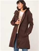 Waterproof Hooded Borg Lined Raincoat