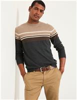 Knitted Striped Colour Block Crew Neck Jumper