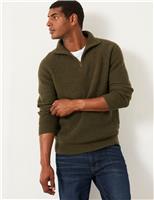 Cotton Rich Ribbed Half Zip Jumper