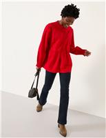 Broderie Frill Neck Blouse with Linen