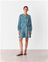 Zebra Print Belted Mini Waisted Dress