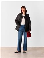 Mid Rise Straight Leg Ankle Grazer Jeans