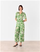 Floral Tie Waist Short Sleeve Jumpsuit