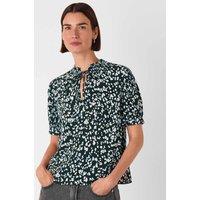 Whistles Animal Print Tie Neck Blouse Teal Mix