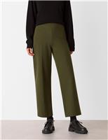 Whistles Camilla Wide Leg Cropped Trousers Khaki