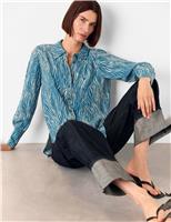 Animal Print Collared Button Through Shirt