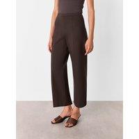 Whistles Camilla Wide Leg Cropped Trousers Dark Brown
