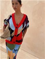 Jacquard V-Neck Relaxed Cardigan