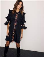 Pure Cotton Embroidered Mini Shirt Dress