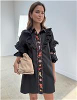 Pure Cotton Embroidered Mini Shirt Dress