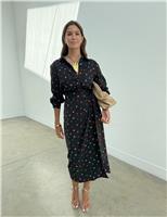 Star Print Collared Blouson Sleeve Shirt