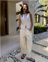 Mid Rise Stud Detail Barrel Leg Jeans