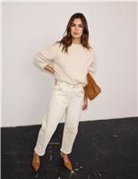 Mid Rise Stud Detail Barrel Leg Jeans