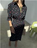 Star Print Midi Wrap Skirt