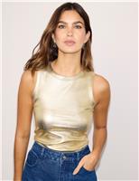 Cotton Rich Metallic Ribbed Tank Top