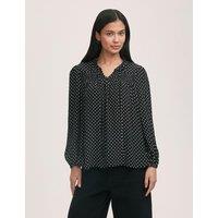 Finery London Polka Dot Tie Neck Relaxed Blouse Black Mix