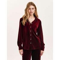 Finery London Velvet Collared Shirt Burgundy