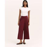 Finery London Jersey Wide Leg Cropped Trousers Burgundy
