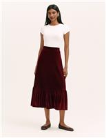 Velvet Midi Tiered Skirt