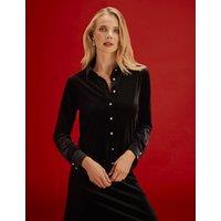 Finery London Velvet Collared Shirt Black