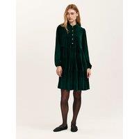 Finery London Velvet Collared Knee Length Shirt Dress Green