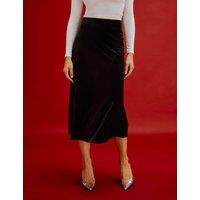 Finery London Velvet Midi Slip Skirt Black