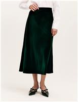 Velvet Midi Slip Skirt