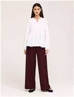 Pure Cotton Shirred Button Through Blouse