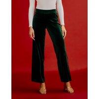 Finery London Velvet Wide Leg Trousers Green