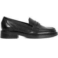 Dune London Leather Block Heel Penny Loafers Black