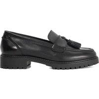 Dune London Leather Tassel Flatform Loafers Black