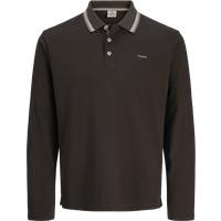 JACK & JONES Cotton Blend Long Sleeve Polo Shirt Brown