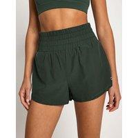 Lilybod Bronte Woven High Waisted Running Shorts Dark Green