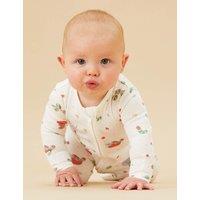 MORI Cotton Blend Very Hungry Caterpillar Sleepsuit (0-24 Mths) White Mix