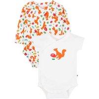 Frugi 2 Pack Pure Cotton Squirrel Bodysuits (0-24 Mths) White