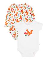 2pk Pure Cotton Squirrel Bodysuits (0-24 Mths)